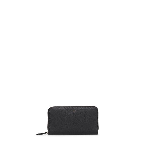 Fendi Men Black Selleria Zip-Around Wallet